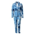 thumbnail image 5 of Quealent Juniors Suits Set Elegant Denim Print Long Sleeve Trousers Suit Trousers Suit with Shoulder Wedding Pant Suits Denim Women Pants Blue S, 5 of 5