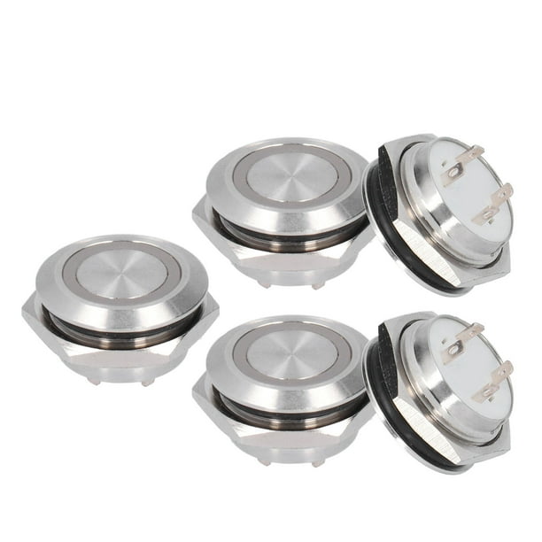 Interruptor de botón de metal, botón pulsador momentáneo de 5 piezas, interruptor de tacto momentáneo, interruptor de botón momentáneo, diseño aerodinámico Jadeshay A
