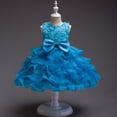 thumbnail image 2 of mgoYE Party Dress for Girls Flower Girl's Dress Princess Puffy Tulle Dresses Bridesmaid Wedding Communion Birthday Party Pageant Maxi Prom Gown for Kids(Sky Blue,3-4 Years), 2 of 4