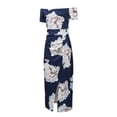 thumbnail image 4 of HOTAPEI Womens Dresses Off The Shoulder Evening Dress High Slit Dress Floral Print Dress Sexy Bodycon Dress Ruched Midi Dress, 4 of 5