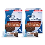Pure Protein Bars, High Protein, Nutritious Snacks To Support Energy, Low Sugar, Gluten Free, Chocolate Deluxe, 6 Count (Pack Of 2) Packaging May Vary