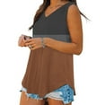thumbnail image 6 of Tawop T Shirts for Women Womens Tee Shirts Loose Summer V Neck Sleeveless Tank Flowy Sling Brown L(Us:8), 6 of 7