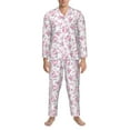 thumbnail image 3 of Fotbe Rose Flowers Pattern Long Sleeve Pajama Set for Men,Sleepwear Set,2-piece Loungewear Set,Soft PJs Comfy Nightwear with Pockets-XX-Large, 3 of 7