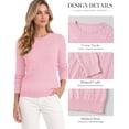 thumbnail image 4 of QUALFORT Women’s Cable Knit Sweater, Crew Neck Lightweight Long Sleeve Pullover, Pink, Size XXL, 4 of 7