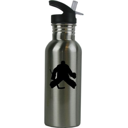 Bouteille d'Eau en Acier Inoxydable Personnalisée pour Gardien de Hockey sur Glace avec Couvercle à Paille, Bouteille d'Eau de Sport de 20 Onces Personnalisable