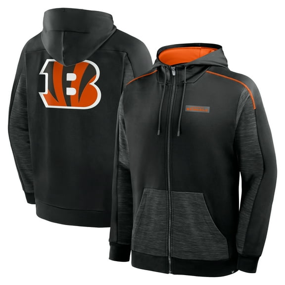 Men's Fanatics Black Cincinnati Bengals Checkdown Pass Full-Zip Hoodie