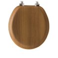 thumbnail image 2 of Mayfair Natural Oak Veneer Toilet Seat with Chrome Hinges - Round - 9601CP, 2 of 6
