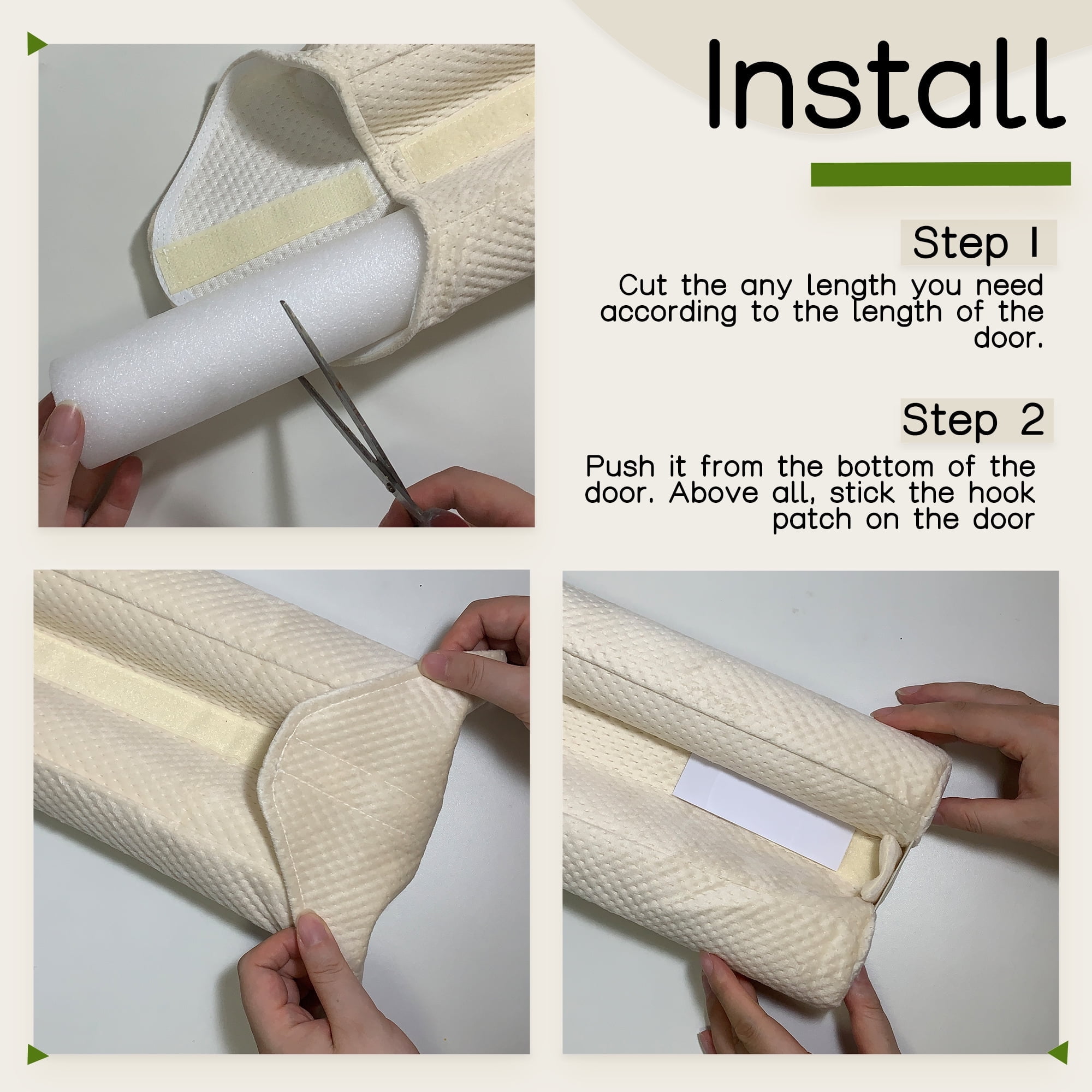 Door Draft Stopper for Bottom of Door, Under Door Gap Filler for Big Gap, No Folding Required, Flexible Installation Door Sweep soundproofing Strip for Home & Apartment, 30-36in