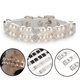 thumbnail image 3 of Collar de perlas de cuero PU a la moda para perros y gatos con diamantes de imitación de cristal, decoración de diamantes para mascotas MFZFUKR CPB-US-YY222-1, 3 of 5