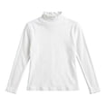 thumbnail image 4 of YHAJDS Girl Ruffle Sweatshirts Fall Pullover Shirts Solid Color Half Turtleneck Long Sleeve Ruffle Trim Fleece Elastic Base Tops, 4 of 6