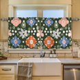 thumbnail image 2 of Yayeee Kitchen Curtains Tier Set of 2 Light Filtering 57"x24" Over Sink Window Panels, Blue Geometric Flowers, 2 of 7