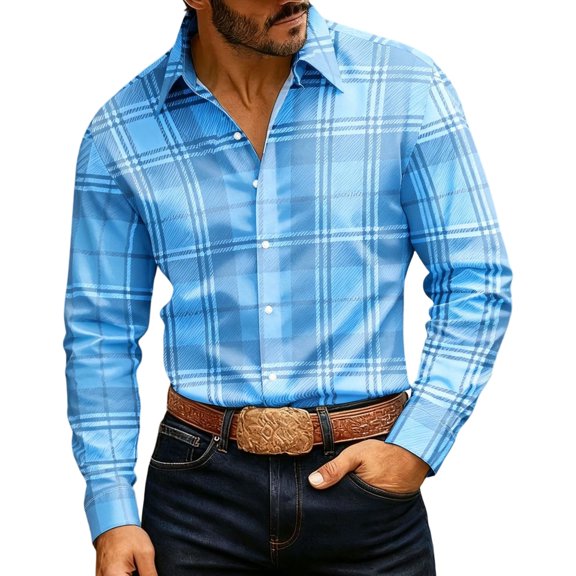 Men Fall Clothes,Men's Regular Fit Long-Sleeve Flannel Shirt Casual Button Down Lightweight Plaid Shirt Fashion Fall Outfits