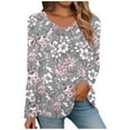 thumbnail image 2 of Utoimkio Long Sleeve Tunic Tops for Women Plus Size V Neck Casual Floral Print Shirts Loose Fit Lightweight Tee Blouses for Women, 2 of 4