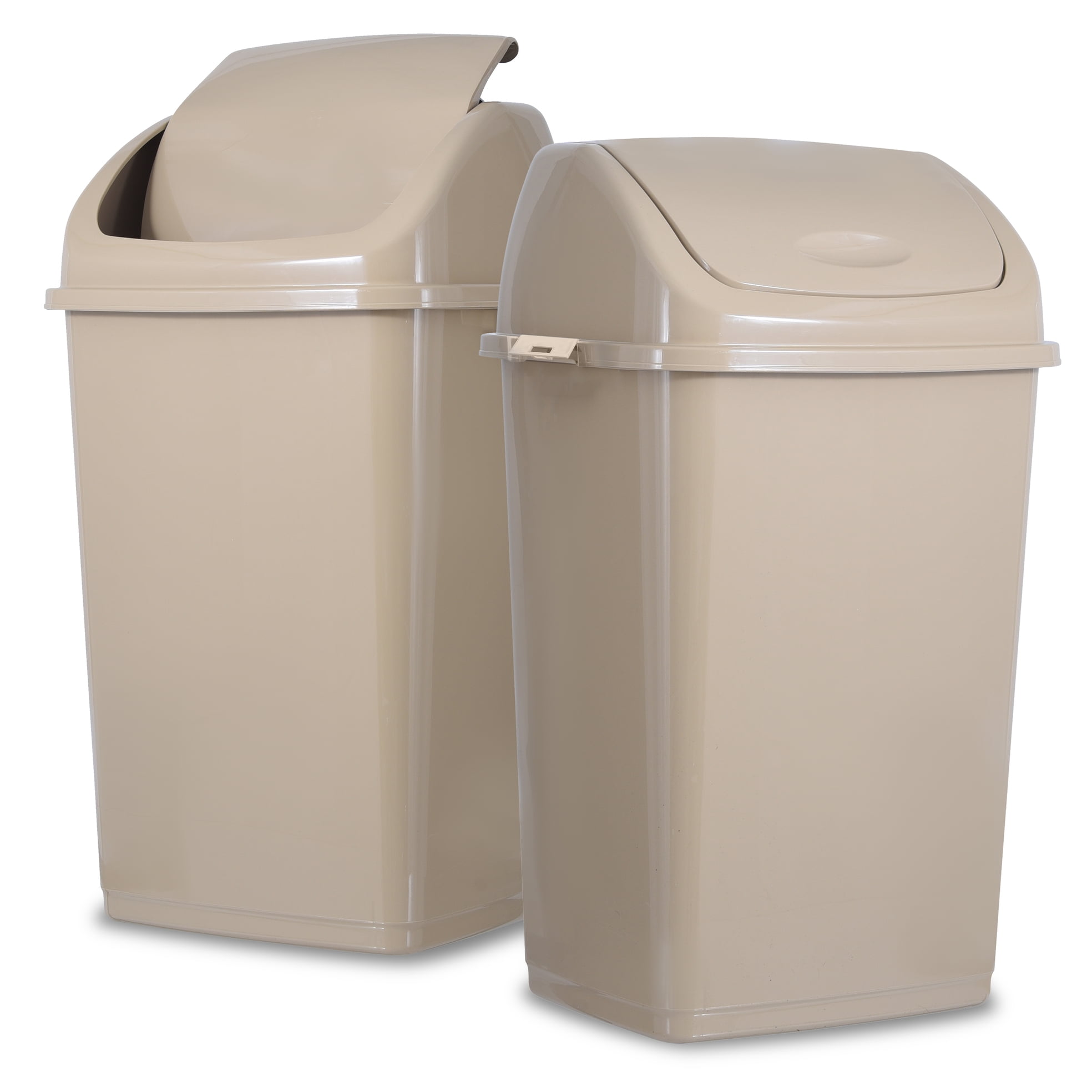 Superio Large Kitchen Trash Can 13 Gallon Beige 2 Pack Swing Top Trash