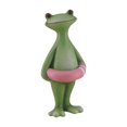 thumbnail image 1 of Estatua de rana, figura de resina, escultura animal, estatua de jardín en miniatura, figura de rana para parterres, interior y exterior, sala de estar anillo de natación rosa, 1 of 8