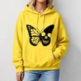 thumbnail image 2 of RUTAYY Women's Hoodies Butterfly Print Casual Loose Fit Long Sleeve with Drawstring Pockets Pullover Streetwear Autumn Outerwear Hooded Sweatshirt Yellow, 2 of 4