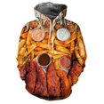 thumbnail image 2 of Sudadera con capucha para hombre con estampado 3D de hamburguesas y patatas fritas, divertida sudadera informal de manga larga con estampado de comida rápida, sudadera holgada, 2 of 4