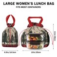thumbnail image 5 of Red and Green Christmas Pattern Drawstring Lunch Bag Women - Drawstring Lunch Bag Insulated for Work Office - Stain-Resistant Large Lunchbags for Women with Multi-Pockets, 5 of 6