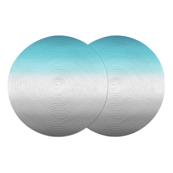 Round Placemats Abstract Gray White Blue 15 inch Set of 2 Table Mats for Dining Table Modern Minimalist Ombre Heat Resistant Non-Slip Kitchen & Home Decorative Place Mat Set
