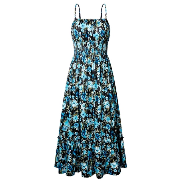 Vestido Grace Karin con estampado floral, sin mangas, tirantes finos, playa