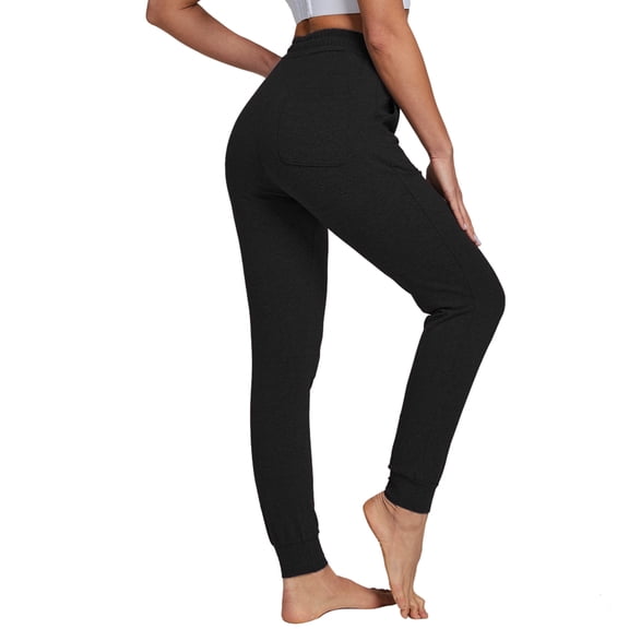FEDTOSING Women's Sweatpants Cotton Jogger Female Drawstring with Pockets Black,up to 2XL