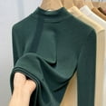 thumbnail image 4 of Wyobmus Womens Turtleneck Shirts Long Sleeve Fleece Undershirts Slim Fit Tops Mock Neck Base Layer Tops Green, 4 of 4