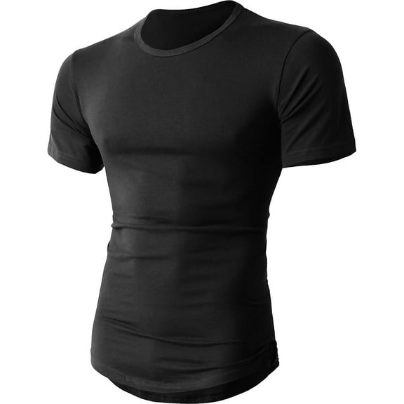 Ma Croix Men's Longtailed Zipper Slim Fit Crew Neck Short Sleeve T Shirts