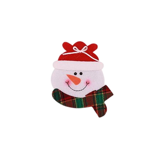 Soporte para cubiertos de Navidad, nuevo Papá Noel, muñeco de nieve, alce, múltiples estilos, tenedor, cuchara, bolsas, regalo, cubiertos, Kits de decoración para fiestas cara redonda/muñeco de nieve Naiovety HA070140-02B