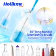 thumbnail image 3 of Juego de cepillos para botellas Holikme, mango largo de 41 cm, blanco, 3 of 7
