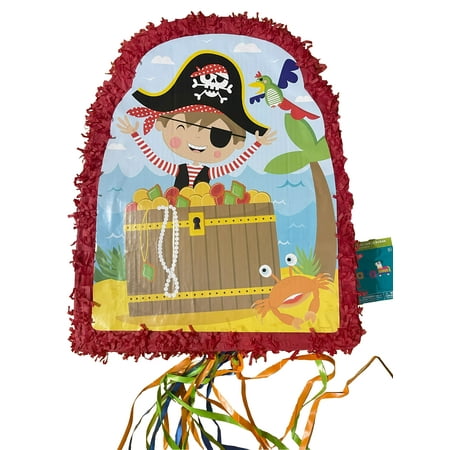 Ya Otta Pirate New Piñata, Pull String, Party Supplies, 21.5" L x 17.25" W x 3" H