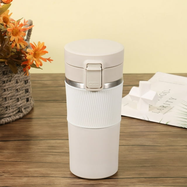 Fiudx Vaso Térmico de Acero Inoxidable, Mecanismo de Un Solo Clic, Cubierta de Goma Aislante, para Uso En Coche y En Casa, Taza de Viaje Versátil, Capacidad de 400 Ml, Opciones En Blanco, Rojo, Gris