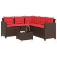 thumbnail image 1 of vidaXL Garden Sofa with Table and Cushions L-Shaped Brown Poly Rattan, 1 of 5