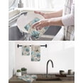 thumbnail image 5 of Teal Blue Tulips Kitchen Dish Towels for Drying Dishes Set of 2, Spring Floral Barn Doors Vintage Wood Beige Waffle Weave Microfiber Hand Tea Bathroom Towels Quick Dry & Absorbent Towel 15.7x23.6, 5 of 7