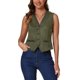 thumbnail image 1 of INSPIRE CHIC Chaleco de Mujer de Ante Sintético con Escote en V y Botón, Casual Sin Mangas, Verde Militar M, 1 of 5