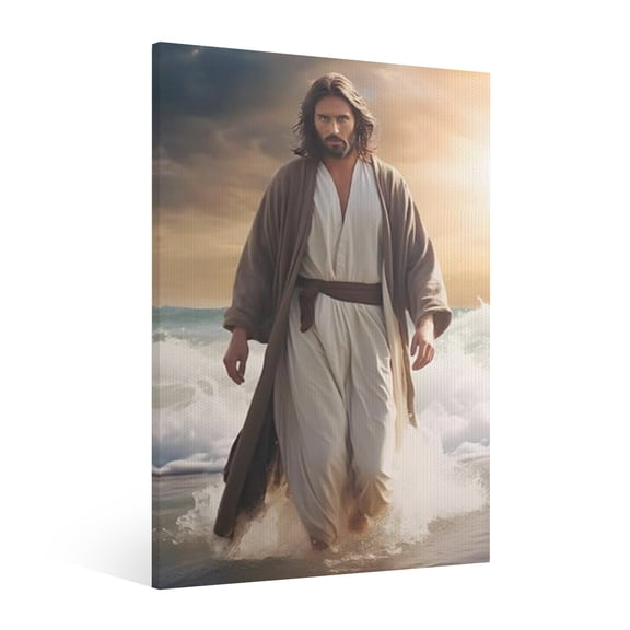 Vintage Jesus Canvas Wall Art Paint Framed, Jesus Pictures Canvas Print Posters Wall Decor, Christian Christmas Wall Art Home Decor for Living & Prayer Room Bedroom Wall Decor Framed