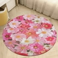 thumbnail image 4 of Floral Colorful Flower Soft Bedroom Round Area Rug, Washable Cute Nursery Circle Throw Mat, Non-Slip Contemporary Small Low Pile Floor Carpet for Dorm Bedside, 4 of 6