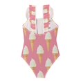 thumbnail image 2 of Girls Ruffled One Piece Swimsuit Summer Beach Vacation Swimwear Tank Swimsuit Ice Cream Pattern, 2 of 8