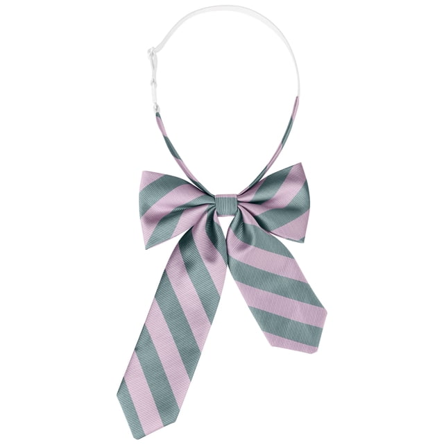 Lazos de mujer Inspire Chic, lazos asimétricos de rayas preatados, estilo casual para la escuela en púrpura y gris