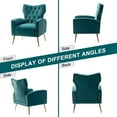 thumbnail image 4 of Velvet Accent Chair Upholstered Sofa Armchair with Button Tufted Back for Home Living Room, BLUE, 4 of 7