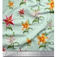 thumbnail image 1 of Soimoi Green Velvet Fabric Diamond & Lily Floral Print Fabric by Yard 58 Inch Wide, 1 of 3