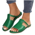 thumbnail image 4 of DeHolifer Women's Cut Out Slide Sandals Trendy Faux Leather Flat Slide Sandals,Lightweight Slip On Outdoor Shoes, 4 of 4