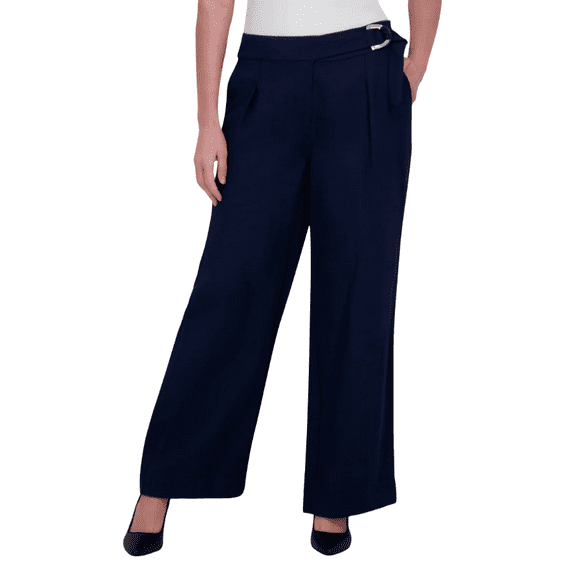 DKNY Women's Wide Leg Pant, Navy, 14