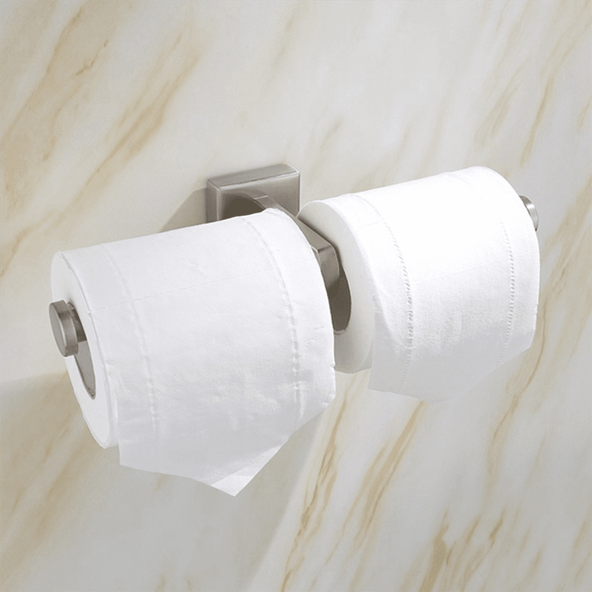 5X Stainless Steel Holder Double Ring Toilet Paper Holder Wall Mounted Bathroom Toilet Paper Shelf Silver