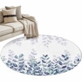 thumbnail image 2 of Round Area Rug 3 Ft, Spring Blue Eucalyptus Washable Non-Slip Circle Carpet for Living Room/Bedroom, Botanical Green Leaf Country Low-Profile Small Floor Mats Collection Rugs for Indoor, 2 of 7