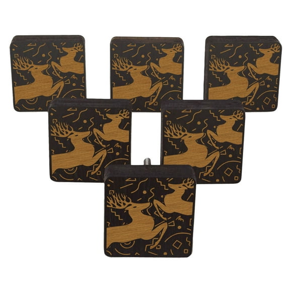 IBA Indianbeautifulart Brown Engraved Knobs Furniture Knobs Cabinet Drawer Pull Pack 10