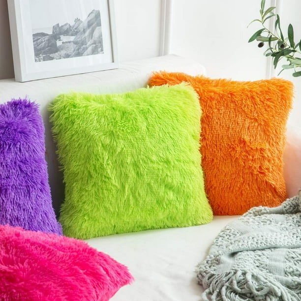Lingdii Pack Of 2 Faux Fur Throw Pillow Cover Fluffy Soft Decorative Square Pillow Covers Plush Case Faux Fur Cushion Covers For Livingroom Sofa Bedro