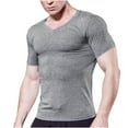 thumbnail image 2 of Large Mens Tshirt Clearance, Men's Solid Color Drying Sport Train Short Sleeved V-Neck Shirts, 2 of 6