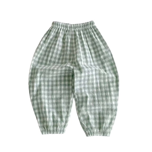 IFNWSV Kids Cotton Linen Striped Pants Boys Girls Summer Casual Loose Trousers Elastic Waist Comfort Beach Pants Green 3 Years