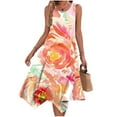 thumbnail image 2 of Women's Summer Sleeveless Maxi Dress Loose Fit Scoop Neck Floral Beach Holiday Long Dresses Casual Trendy Irregular Hem Sundress Comfy Stretchy Bohemian Printed Tunic Dresses, 2 of 5