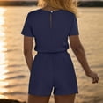 thumbnail image 4 of WREESH Womens Summer Casual Dressy One Piece Romper Short Sleeve Tshirt Top with Athletic Shorts Drawstring Waist Beach Vacation Travel Outfit 2025, 4 of 6